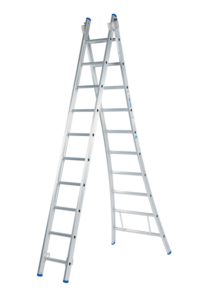 Schuifladder / 2 x 10, open voet, reform
