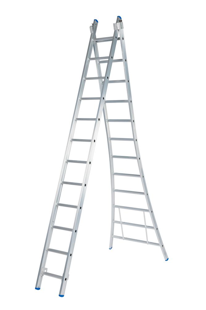 Schuifladder / 2 x 12 sporten, open voet, vrijstaand
