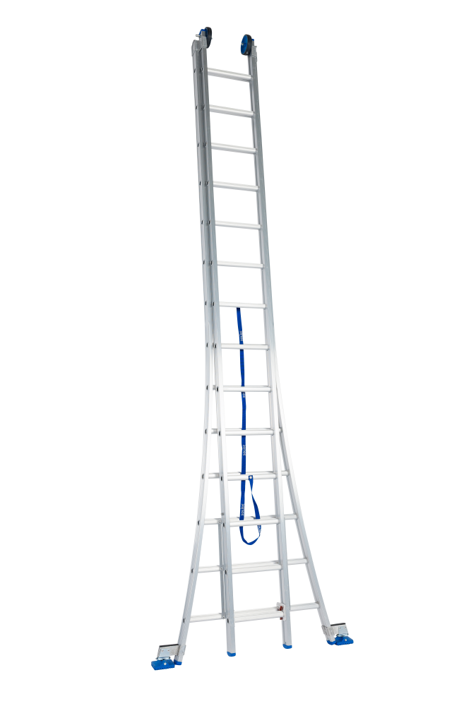 Schuifladder / 2 x 14, open voet, reform, verbredingsvoet, gevelrollen