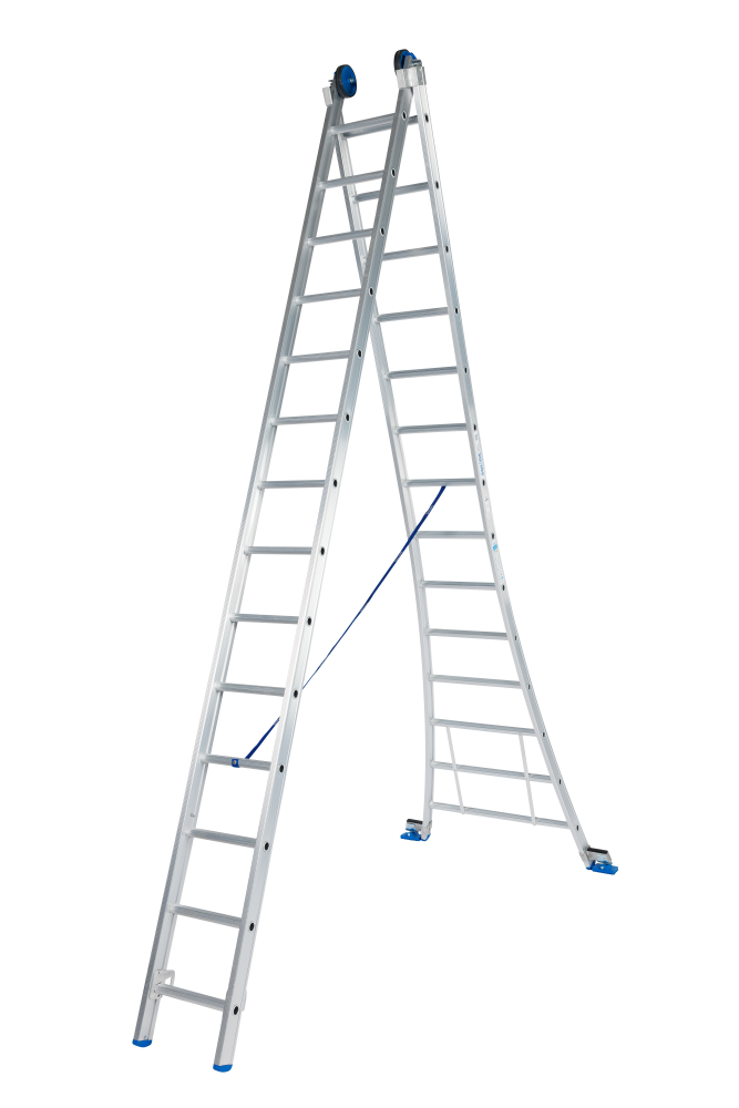 Schuifladder / 2 x 14, open voet, reform, verbredingsvoet, gevelrollen