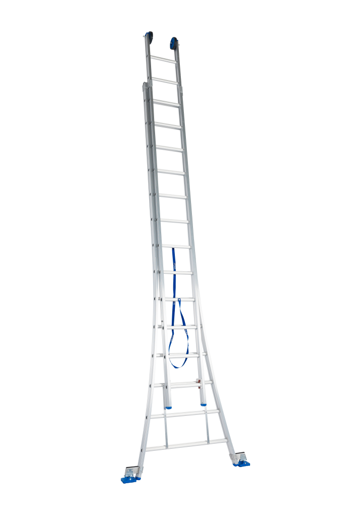 Schuifladder / 2 x 14, open voet, reform, verbredingsvoet, gevelrollen