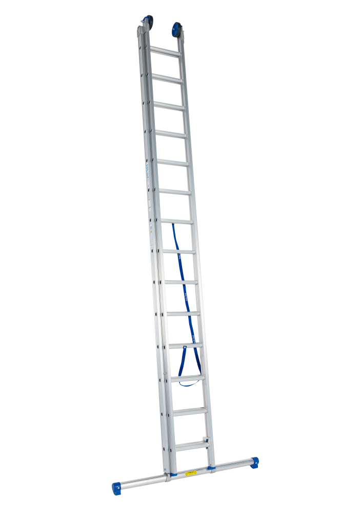 Echelle coulissante / 2 x 14, pieds droits, transformable, STAB2124, roulettes de façade