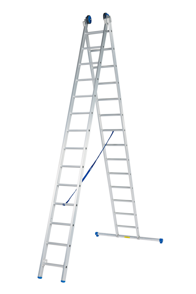 Echelle coulissante / 2 x 14, pieds droits, transformable, STAB2124, roulettes de façade