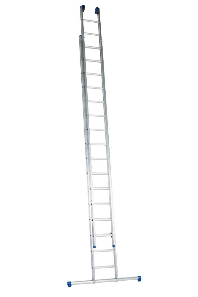 Schuifladder / 2 x 16, rechte voet, niet reform, STAB2124, gevelrollen