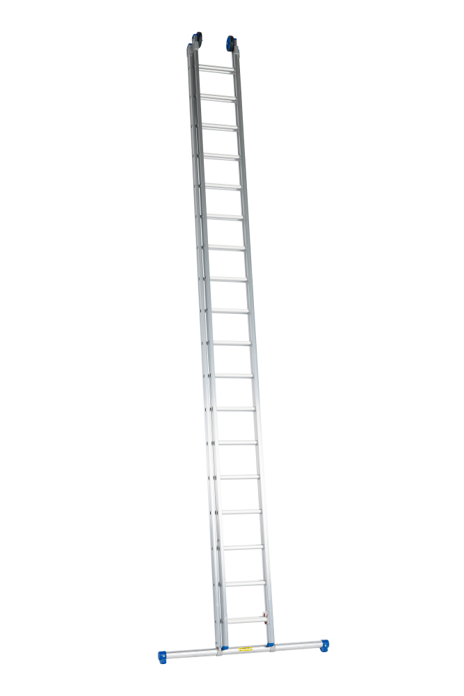 Echelle coulissante / 2 x 18, pieds droits, non transformable, STAB2124, roulettes de façade
