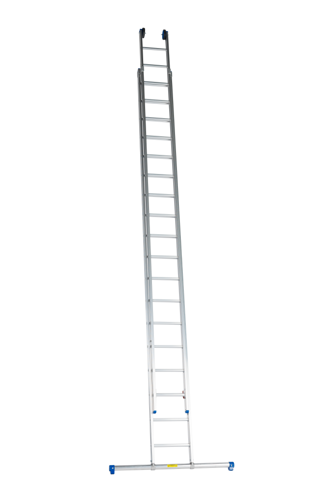 Echelle coulissante / 2 x 18, pieds droits, non transformable, STAB2124, roulettes de façade