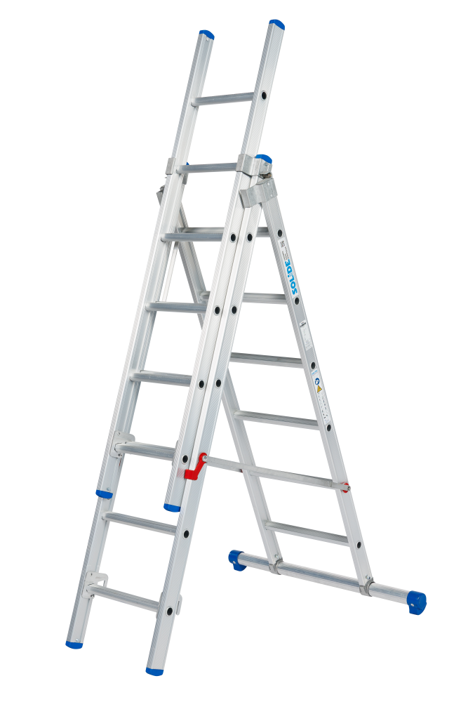 Echelle coulissante / 3 x 6, pieds droits, transformable, STAB390, sécurité écartement