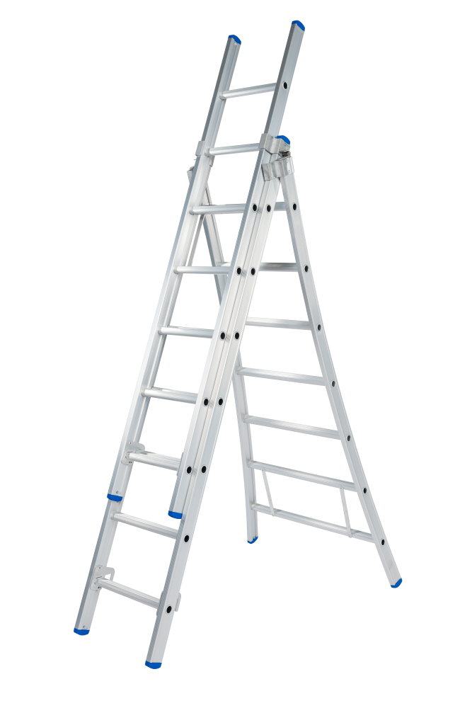 Schuifladder / 3 x 7, open voet, reform