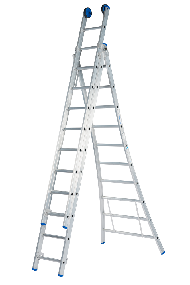 Schuifladder / 3 x 10, open voet, reform, gevelrollen