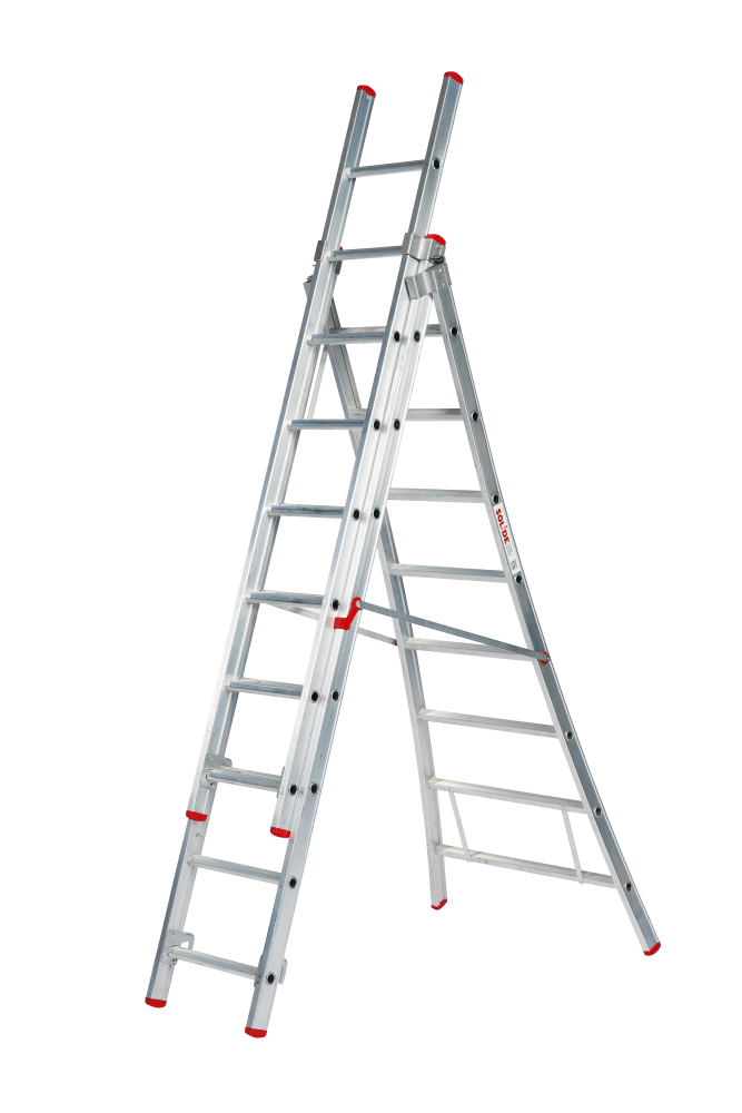 Eco Professional series 3-delige ladder / 3 x 8, gebogen voet, reform, spreidbeveiliging