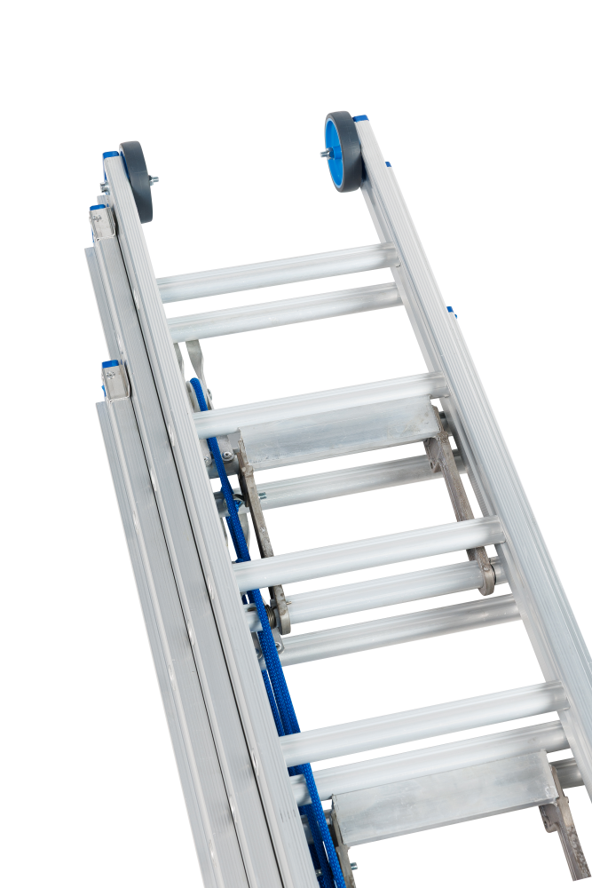 Echelle coulissante à corde / 3 x 16, STAB4142, roulettes de façade