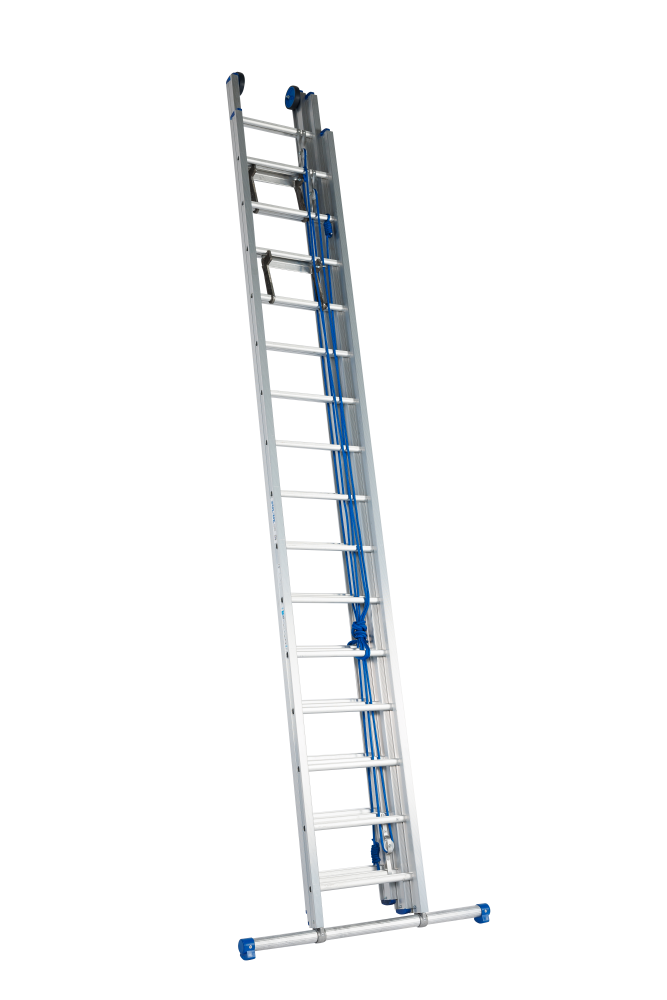 Echelle coulissante à corde / 3 x 16, STAB4142, roulettes de façade