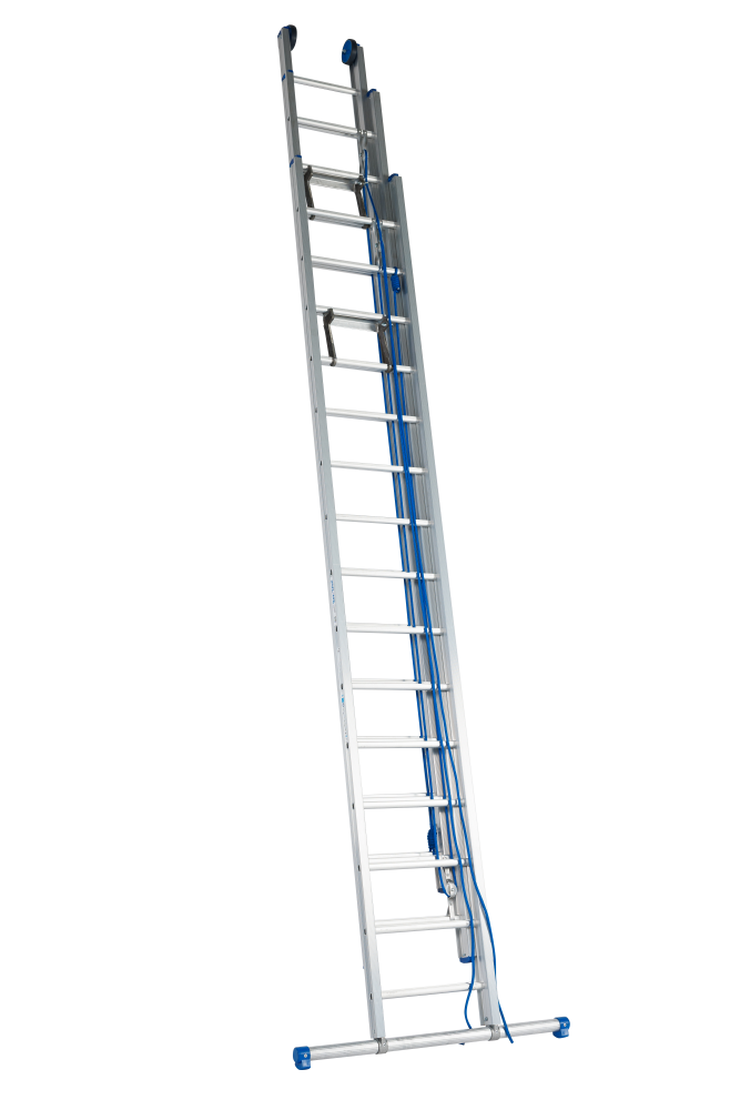 Echelle coulissante à corde / 3 x 16, STAB4142, roulettes de façade