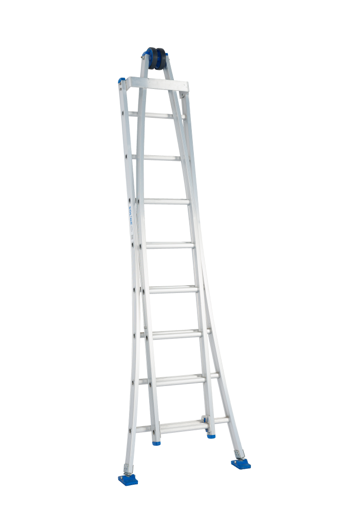 Laveur de vitres / 2 x 8, pieds évasés, roulette de façade