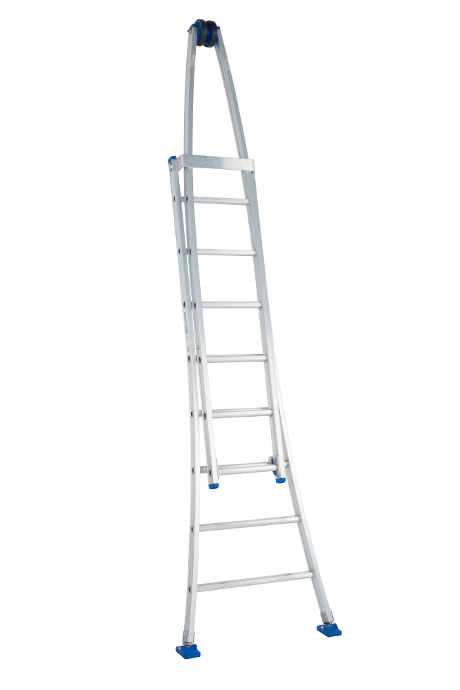 Laveur de vitres / 2 x 8, pieds évasés, roulette de façade