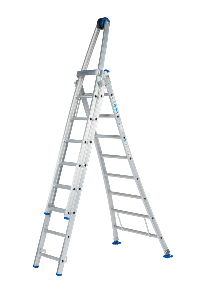 Schuifladder met rol / 3x8, open voet, reform