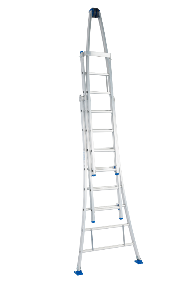 Schuifladder met rol / 3x8, open voet, reform