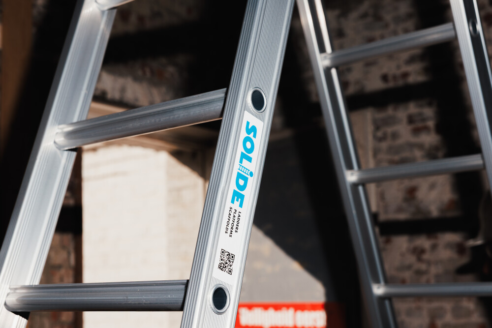 Schuifladder / 2 x 14, open voet, reform, verbredingsvoet, gevelrollen