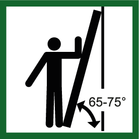 Ladder correct opstellen – hellingshoek 65–75°