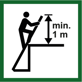 Ladder minimaal 1 m boven het uitstapniveau laten uitsteken