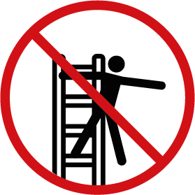 Niet zijwaarts reiken vanaf de ladder