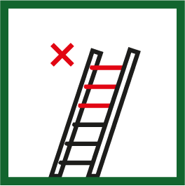 Niet op de bovenste drie treden staan